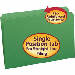 SMEAD - 14-3/4 x 9-1/2", Legal, Green, File Folders with Top Tab - 11 Point Stock, Straight Tab Cut Location - Apex Tool & Supply