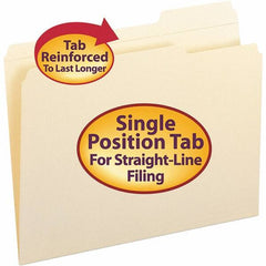 SMEAD - 11-5/8 x 9-1/2", Letter Size, Manila, File Folders with Top Tab - 11 Point Stock, Assorted Tab Cut Location - Apex Tool & Supply