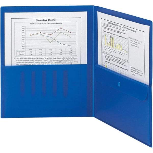 SMEAD - 11 x 8-1/2", Letter Size, Blue, Two Pocket Folder - Apex Tool & Supply