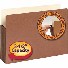 SMEAD - 14-3/4 x 9-1/2", Legal, Redrope, 3-1/2" Expanding Wallet - 11 Point Stock, Straight Tab Cut Location - Apex Tool & Supply