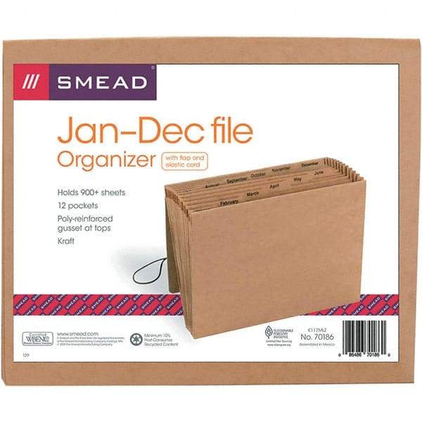 SMEAD - 12 x 10", Letter Size, Kraft, Expansion Folders - Assorted Tab Cut Location - Apex Tool & Supply