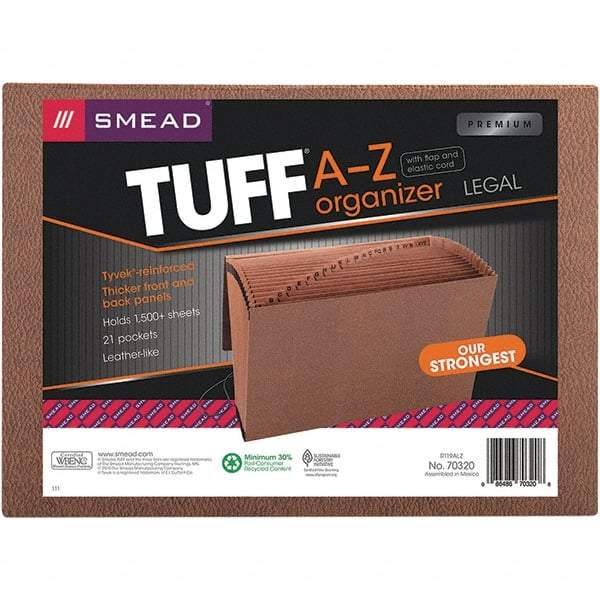 SMEAD - 15 x 10", Legal, Redrope, A-Z Indexed Expanding Files - Assorted Tab Cut Location - Apex Tool & Supply