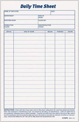TOPS - 5-1/2" High x 8-1/2" Wide Daily Time & Job Sheets - Gray, White, Use with Manual Entries - Apex Tool & Supply