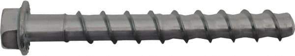 Powers Fasteners - 3/8" Diam, 3/8" Drill, 5" OAL, 1-9/16" Min Embedment Machine Screw Anchor Concrete Anchor - 1018 Case Hardened Steel, Galvanized Finish, Hex Head, Hex Drive - Apex Tool & Supply