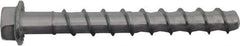 Powers Fasteners - 3/8" Diam, 3/8" Drill, 5" OAL, 1-9/16" Min Embedment Machine Screw Anchor Concrete Anchor - 1018 Case Hardened Steel, Galvanized Finish, Hex Head, Hex Drive - Apex Tool & Supply