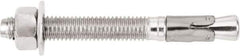 Powers Fasteners - 5/8" Diam, 5/8" Drill, 4-3/4" OAL, 2-1/4" Min Embedment Wedge Expansion Concrete Anchor - 1035 Case Hardened Steel, Zinc-Plated Finish, Hex Nut Head, Hex Drive, 2-7/8" Thread Length - Apex Tool & Supply