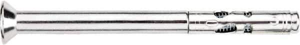 Powers Fasteners - 1/4" Diam, 5/16" Drill, 2-1/4" OAL, 1-3/4" Min Embedment Sleeve Concrete Anchor - 1018 Steel, Zinc-Plated Finish, Flat Head, Combination Slotted/Phillips Drive, 2-1/4" Thread Length - Apex Tool & Supply