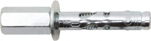 Powers Fasteners - 1/4" Diam, 5/16" Drill, 1-1/2" OAL, 2" Min Embedment Sleeve Concrete Anchor - 1018 Steel, Zinc-Plated Finish, Hex Head, Hex Drive, 1-1/2" Thread Length - Apex Tool & Supply