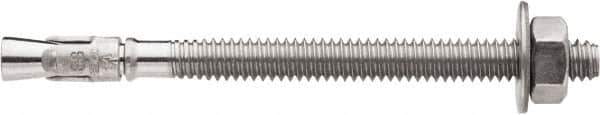 Powers Fasteners - 1/4" Diam, 1/4" Drill, 2-1/4" OAL, 2-3/4" Min Embedment Wedge Expansion Concrete Anchor - 316 Stainless Steel, Hex Nut Head, Hex Drive, 1-1/4" Thread Length - Apex Tool & Supply