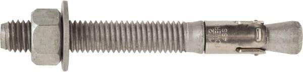 Powers Fasteners - 1/2" Diam, 1/2" Drill, 3-3/4" OAL, 1-1/2" Min Embedment Wedge Expansion Concrete Anchor - 1035 Carbon Steel, Hot Dipped Galvanized Finish, Hex Nut Head, Hex Drive, 2" Thread Length - Apex Tool & Supply