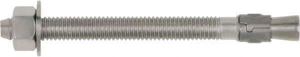 Powers Fasteners - 1/4" Diam, 1/4" Drill, 1-3/4" OAL, 2-3/4" Min Embedment Wedge Expansion Concrete Anchor - 316 Stainless Steel, Hex Head, Hex Drive, 3/4" Thread Length - Apex Tool & Supply