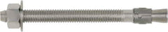 Powers Fasteners - 1/4" Diam, 1/4" Drill, 1-3/4" OAL, 2-3/4" Min Embedment Wedge Expansion Concrete Anchor - 316 Stainless Steel, Hex Head, Hex Drive, 3/4" Thread Length - Apex Tool & Supply