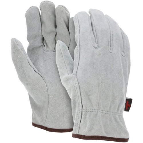 Drivers Glove - Natural Pearl Gray Split Leather - Select Grade - Straight Thumb - Size Large - Apex Tool & Supply
