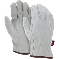 Drivers Glove - Natural Pearl Gray Split Leather - Select Grade - Straight Thumb - Size Medium - Apex Tool & Supply