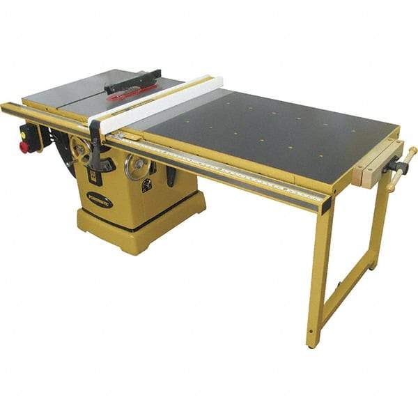 Jet - 10" Blade Diam, 5/8" Arbor Diam, 3 Phase Table Saw - 5 hp, 230/460 Volt, 11-1/4" Cutting Depth - Apex Tool & Supply