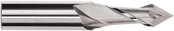 Magafor - 1.2mm Diam, 0.095" LOC, 2 Flute, 60° Point Angle, Solid Carbide Drill Mill - Bright Finish, 1-1/2" OAL, 0.118" Shank Diam - Apex Tool & Supply