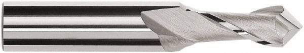 Magafor - 0.4mm Diam, 0.032" LOC, 2 Flute, 90° Point Angle, Solid Carbide Drill Mill - Bright Finish, 1-1/2" OAL, 0.118" Shank Diam - Apex Tool & Supply