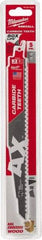 Milwaukee Tool - 9" Long x 1" Thick, Carbide Reciprocating Saw Blade - Tapered Profile, 5 TPI, Toothed Edge, Universal Shank - Apex Tool & Supply