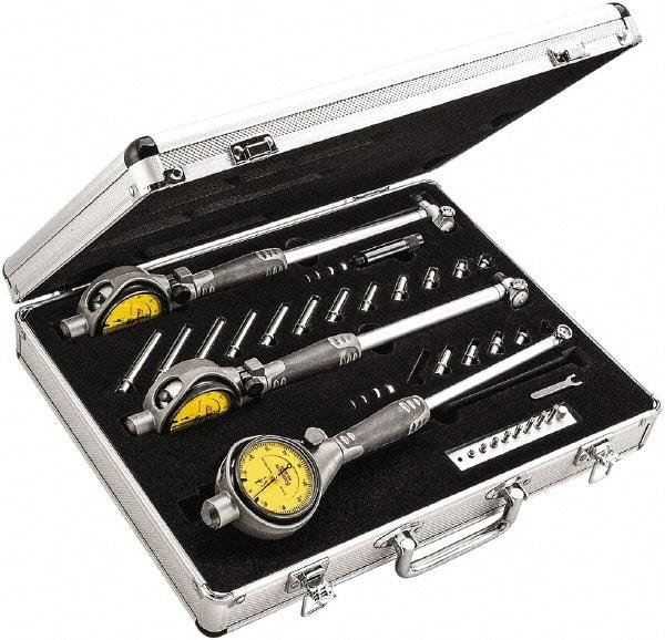 Starrett - 50" to 160" Dial Bore Gage Set - 0.01mm Graduation, 300" Gage, Hardened Tool Steel - Apex Tool & Supply