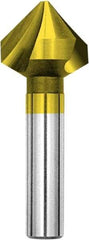 Magafor - 7mm Head Diam, 0.236" Shank Diam, 3 Flute 90° Cobalt Countersink - TiN Finish, 2" OAL, Single End, Straight Shank, Right Hand Cut - Apex Tool & Supply