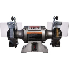 Jet - 6" Wheel Diam, 1/2 hp Bench Grinder - 1/2" Arbor Hole Diam, 1 Phase, 3,450 Max RPM, 115 Volts - Apex Tool & Supply