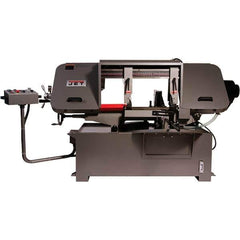 Jet - 19-1/4 x 4" Max Capacity, Semi-Automatic Variable Speed Pulley Horizontal Bandsaw - 90 to 370 SFPM Blade Speed, 230/460 Volts, 45 & 90°, 3 hp, 3 Phase - Apex Tool & Supply