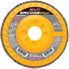 Sait - 80 Grit, 4-1/2" Disc Diam, 7/8" Center Hole, Type 29 Zirconia Alumina Flap Disc - 13,300 Max RPM, Plastic Backing, Arbor Attaching System, Coated - Apex Tool & Supply