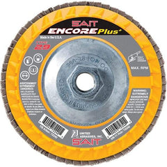 Sait - 36 Grit, 4-1/2" Disc Diam, 5/8-11 Center Hole, Type 29 Zirconia Alumina Flap Disc - 13,300 Max RPM, Plastic Backing, Arbor Attaching System, Coated - Apex Tool & Supply