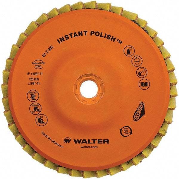 WALTER Surface Technologies - 4-1/2" Disc Diam, 5/8-11 Center Hole, Type 27 Aluminum Oxide Flap Disc - 7,300 Max RPM, Cloth Backing, Arbor Attaching System, Non-Woven - Apex Tool & Supply