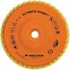 WALTER Surface Technologies - 5" Disc Diam, 5/8-11 Center Hole, Type 27 Aluminum Oxide Flap Disc - 7,300 Max RPM, Cloth Backing, Arbor Attaching System, Non-Woven - Apex Tool & Supply