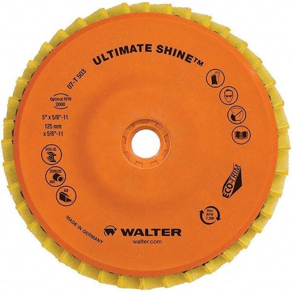 WALTER Surface Technologies - 4-1/2" Disc Diam, 5/8-11 Center Hole, Type 27 Aluminum Oxide Flap Disc - 7,300 Max RPM, Cloth Backing, Arbor Attaching System, Non-Woven - Apex Tool & Supply