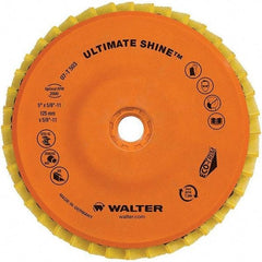 WALTER Surface Technologies - 4-1/2" Disc Diam, 5/8-11 Center Hole, Type 27 Aluminum Oxide Flap Disc - 7,300 Max RPM, Cloth Backing, Arbor Attaching System, Non-Woven - Apex Tool & Supply