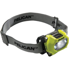 Pelican Products, Inc. - White LED Bulb, 155 Lumens, Hands-free Flashlight - Yellow Polycarbonate Body, 3 AAA Alkaline Batteries Included - Apex Tool & Supply