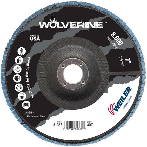 7″ Vortec Pro Abrasive Flap Disc, Angled, Phenolic Backing, 40Z, 7/8″ Arbor Hole - Apex Tool & Supply