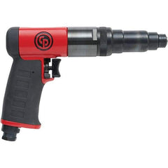 Chicago Pneumatic - 1/4" Bit Holder, 800 RPM, Pistol Grip Handle Air Screwdriver - 7.4 to 14.8 Ft/Lb Torque, 1/4" Inlet, 28.4 CFM - Apex Tool & Supply