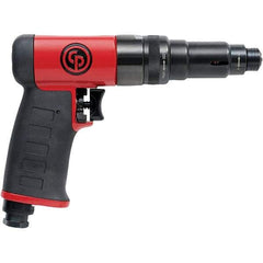 Chicago Pneumatic - 1/4" Bit Holder, 1,900 RPM, Pistol Grip Handle Air Screwdriver - 0.3 to 3.8 Ft/Lb Torque, 1/4" Inlet, 28.2 CFM - Apex Tool & Supply