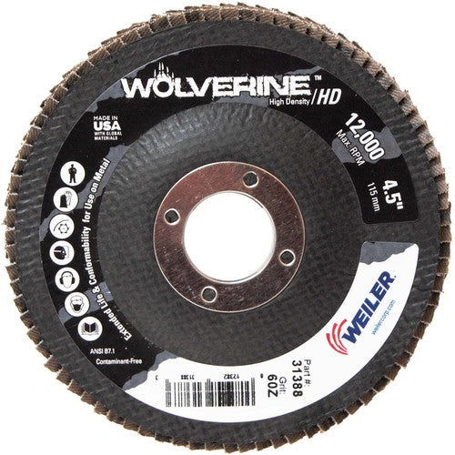 4 1/2″ - 7/8″ - 60 Grit - T29 Zirconium Wolverine Fast Cut Flap Disc - Apex Tool & Supply