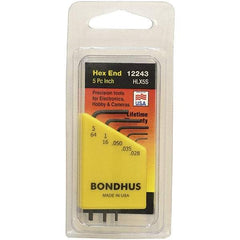 Bondhus - 5 Piece, L-Key Hex Key Set - .028 to 5/64" Range, Protanium Steel - Apex Tool & Supply