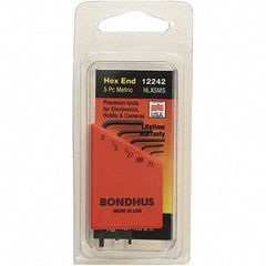 Bondhus - 5 Piece, L-Key Hex Key Set - 0.71 to 2mm Range, Protanium Steel - Apex Tool & Supply
