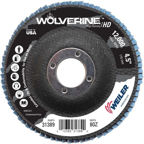 4 1/2″ - 7/8″ - 80 Grit - T29 Zirconium Wolverine Fast Cut Flap Disc - Apex Tool & Supply