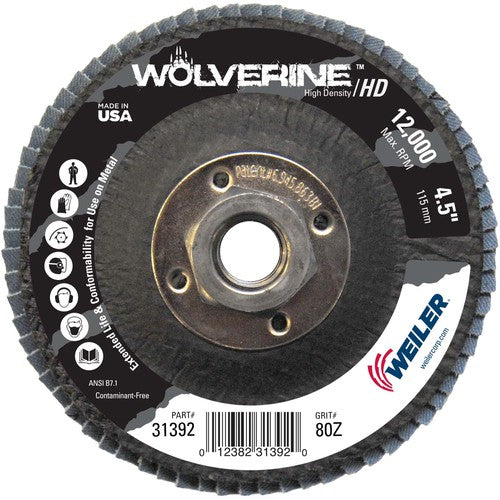 4-1/2″ Vortec Pro High Density Abrasive Flap Disc, Flat, Phenolic Backing, 80Z, 5/8″-11 UNC Nut - Apex Tool & Supply