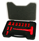 Insulated 1/4" Inch T-Handle Socket Set Includes Socket Sizes: 3/16; 7/32; 1/4; 9/32; 5/16; 11/32; 3/8; 7/16; 1/2; 9/16 and T Handle In Storage Box. 11 Pieces - Apex Tool & Supply