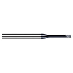 ‎0.01″ Dia. × 1/4″ Shank × 0.008″ DOC × 2-1/2″ OAL, Carbide AlTiN, 2 Flute, Ballnose End Mill - Exact Industrial Supply