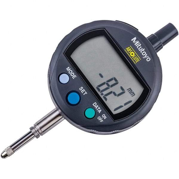 Mitutoyo - 0 to 12.7mm Range, 0.001mm Graduation, Electronic Drop Inidicator - Flat Back, 0.02mm Accuracy, LCD Display, Metric - Apex Tool & Supply