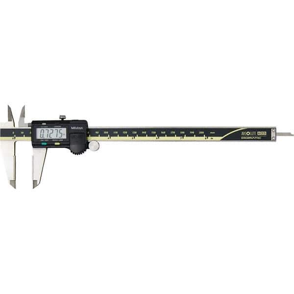 Mitutoyo - 0 to 8" Range 0.01mm Resolution, Electronic Caliper - Steel with 50mm Carbide-Tipped Jaws, 0.001" Accuracy, SPC Output - Apex Tool & Supply