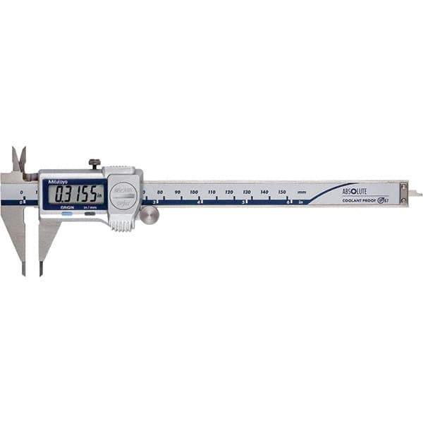 Mitutoyo - 0 to 6" Range 0.01mm Resolution, Electronic Caliper - Steel with 40mm Steel Jaws, 0.001" Accuracy, SPC Output - Apex Tool & Supply