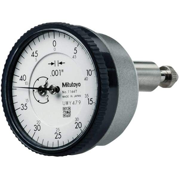Mitutoyo - 0.2" Range, 0-50 Dial Reading, 0.001" Graduation Dial Drop Indicator - 40mm Dial, 1/2" Range per Revolution, 0.001" Accuracy, Revolution Counter - Apex Tool & Supply