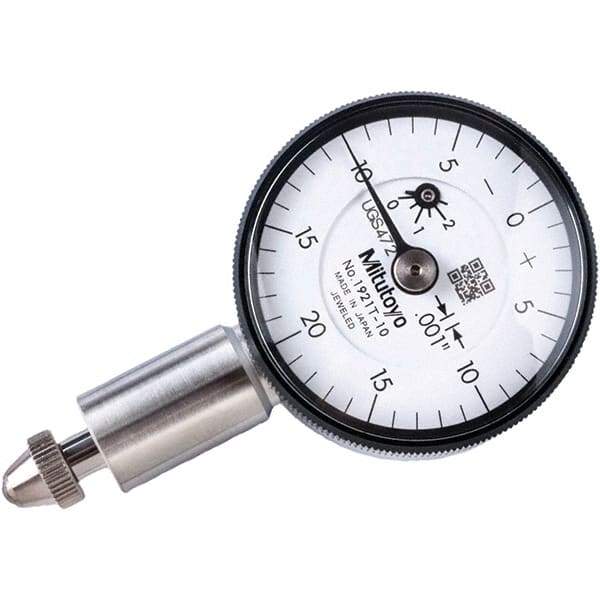 Mitutoyo - 0.1" Range, 0-20-0 Dial Reading, 0.001" Graduation Dial Drop Indicator - 1.22" Dial, 0.04" Range per Revolution, 0.001" Accuracy, Revolution Counter - Apex Tool & Supply
