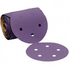 3M - 5" Diam, 400 Grit Ceramic Adhesive PSA Disc - Super Fine Grade, Purple, Polyester Backing, Flexible, 12,000 Max RPM, Use with Random Orbital Sanders - Apex Tool & Supply
