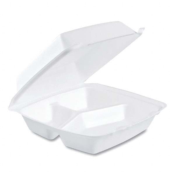 DART - Foam Container, Hinged Lid, 3-Comp, 8 3/8 x 7 7/8 x 3 1/4, 200/Carton - Apex Tool & Supply